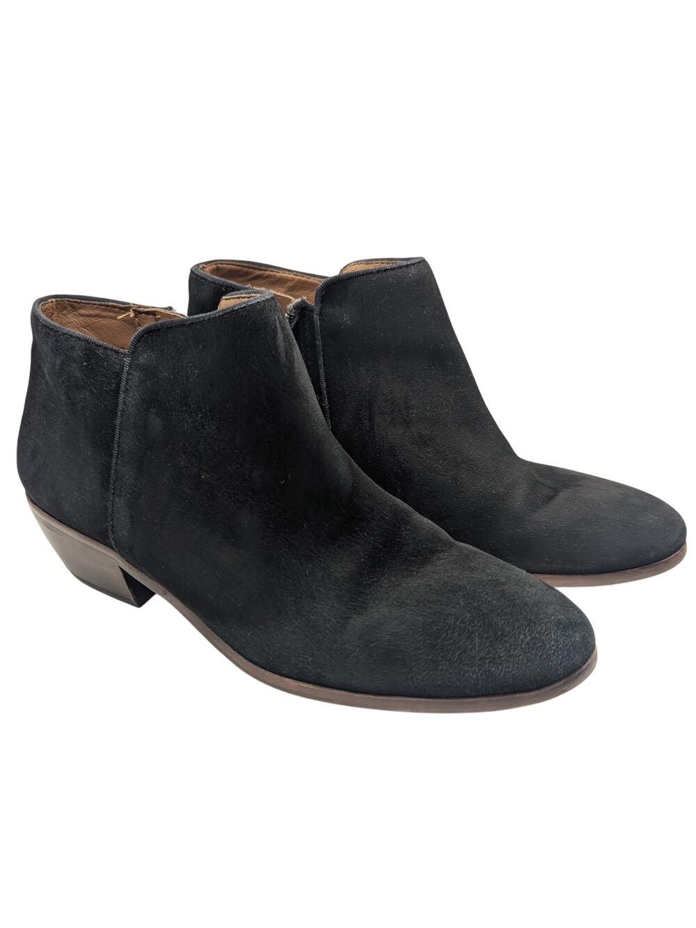 Sam Edelman Petty Black Suede Leather Ankle Zip Up Boots Women's Size 8